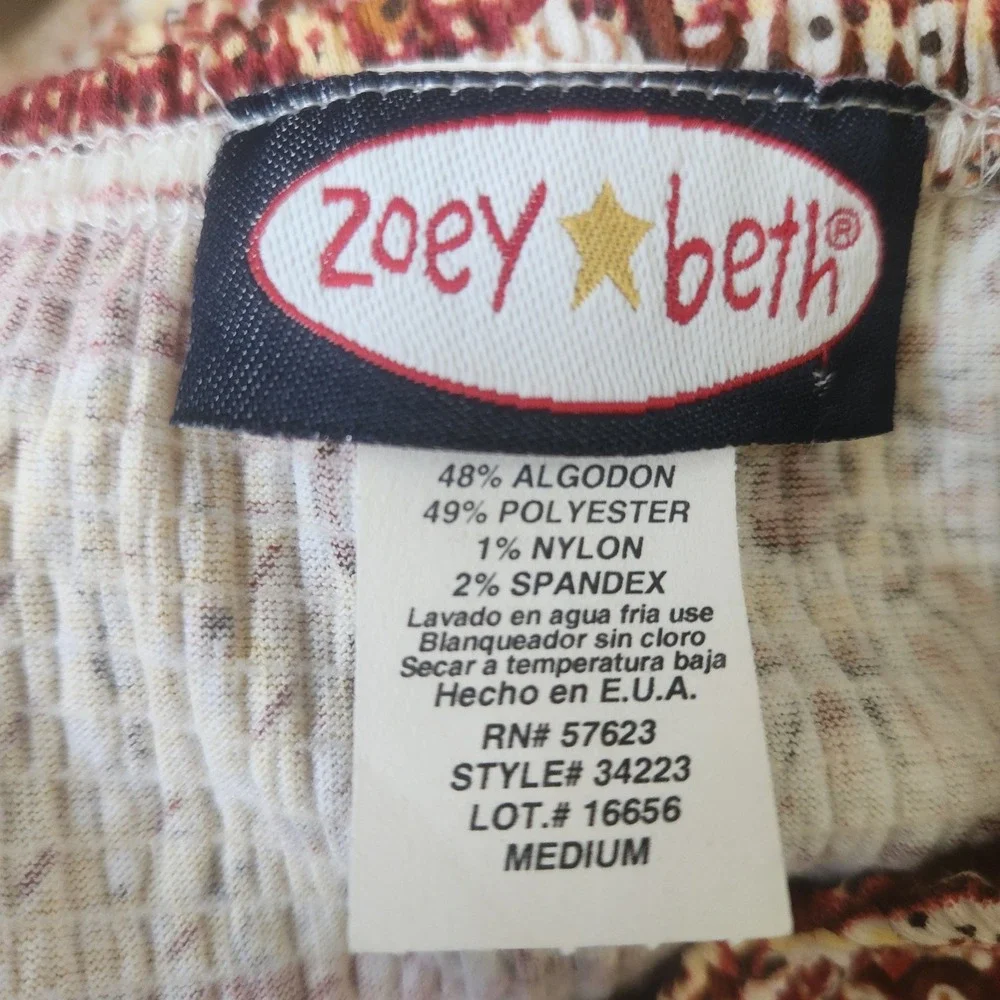 Y2K‎ Zoey Beth Boho Midi Skirt M Crinkle Elastic Waist Geometric Print USA Made - Picture 4 of 7